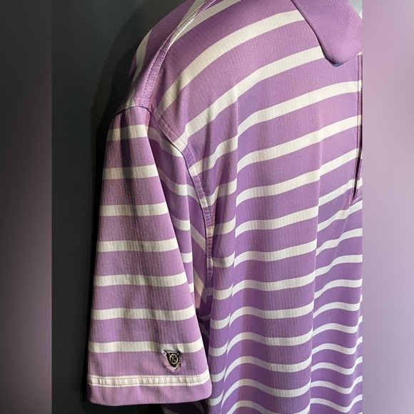 Oxford Golf Men’s Super Dry Coolmax Stripped Polo in Purple with White Size XL - Picture 4 of 6